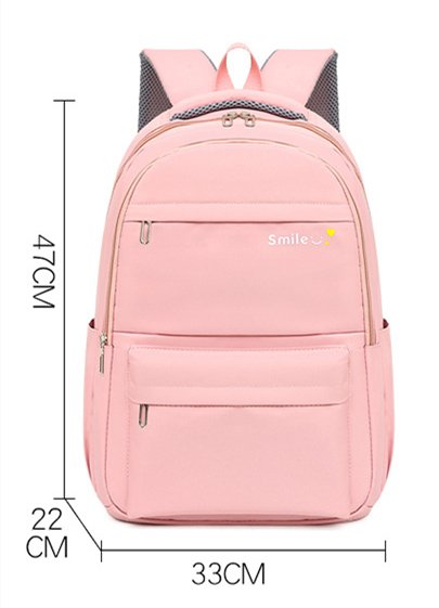 Simple Solid Color Student Schoolbag 15.6 Inch Travel Backpack